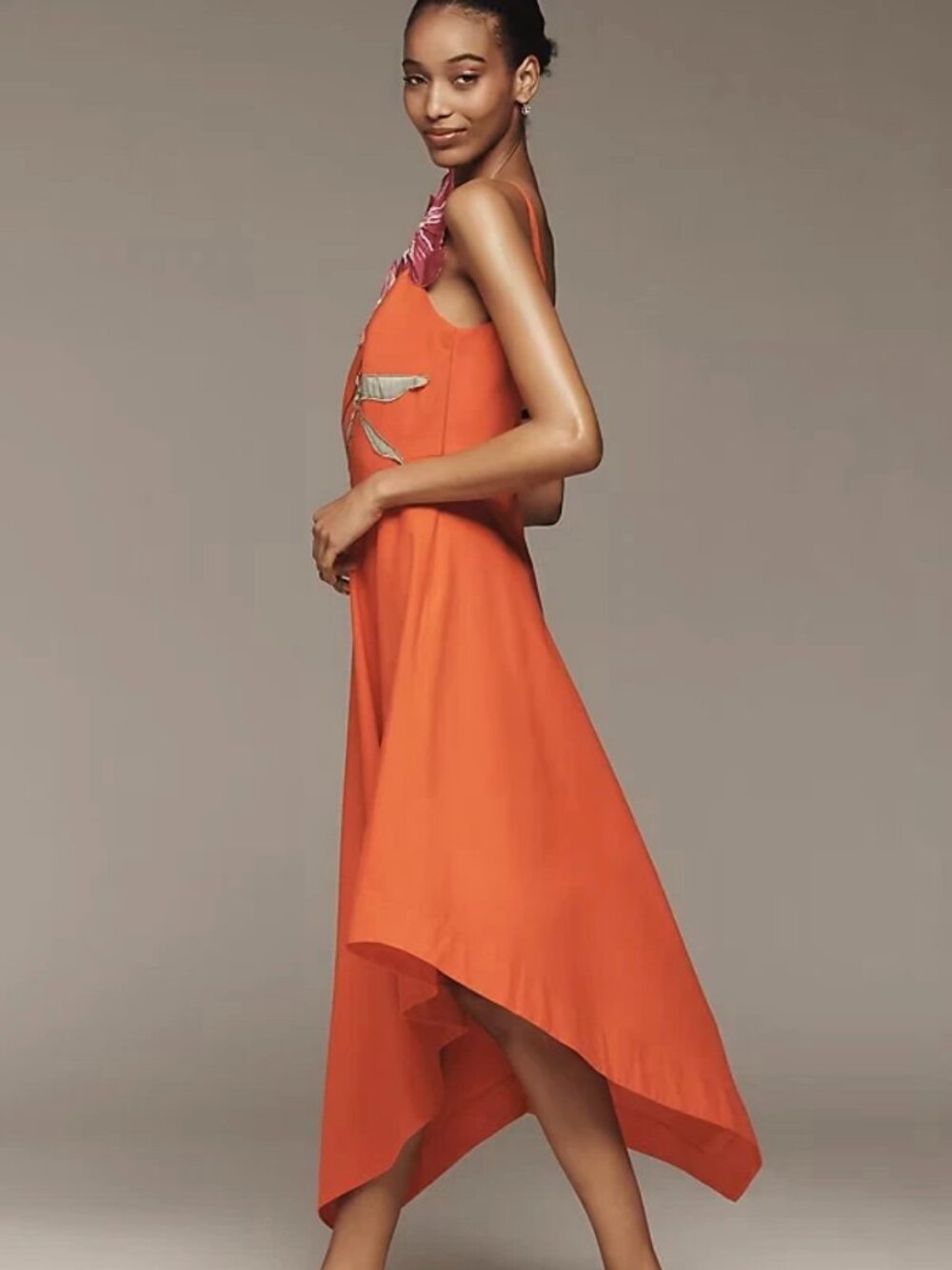 New Yukiko Noritake x Anthropologie Asymmetric Floral Midi Dress 6 NWT - Picture 3 of 8